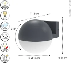 Metall Lampen|Kugellampen*Eco-Light Flexibler Außenspot Aluminium B:15 cm E27 IP54 blendarm