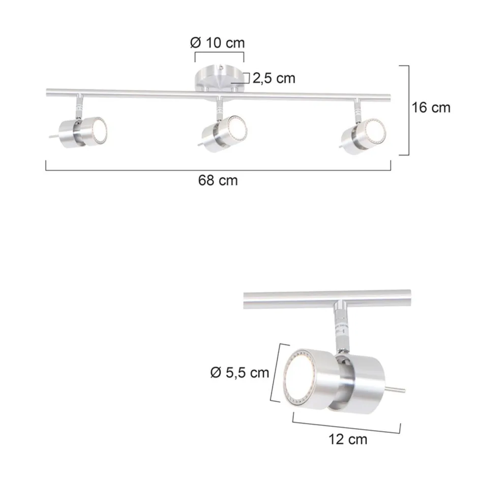 Steinhauer Flexibler Deckenspot in Stahl inkl. GU10 3-flammig< Deckenleuchten|Flurlampen