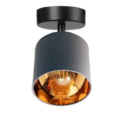 Belis Flexibler Deckenspot Stoff Grau Gold Ø15 cm blendarm< Spots|Flurlampen