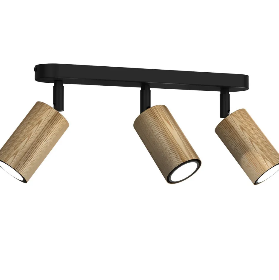 Spots|Flurlampen*Luminex Flexibler Deckenstrahler Holz Metall GU10 3-flammig