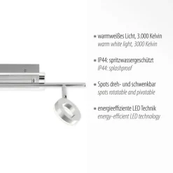Paul Neuhaus Flexibler LED Deckenspot in Aluminium IP44 L:50,5 cm< Flurlampen|Bürolampen