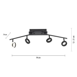 Paul Neuhaus Flexibler LED Deckenstrahler Anthrazit IP44 94 cm 26 W< Flurlampen|Bürolampen