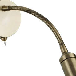 Bürolampen|Wohnzimmerlampen*Searchlight Flexibler LED Wandstrahler in Messing 1 W mit Schalter