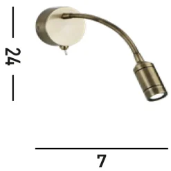 Bürolampen|Wohnzimmerlampen*Searchlight Flexibler LED Wandstrahler in Messing 1 W mit Schalter