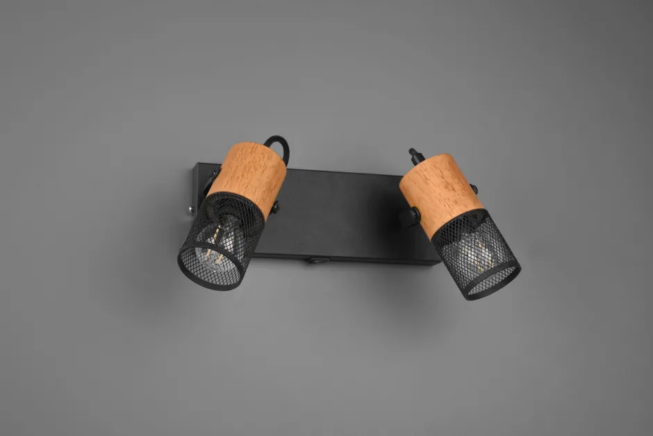 Flurlampen|Bürolampen*Trio Reality Flexibler Wandstrahler Metall Holz B:26 cm E14 Schalter