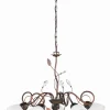 Trio Reality Florale Hängeleuchte Metall Glas 5-flammig Rost Antik< Hängelampen|Bürolampen