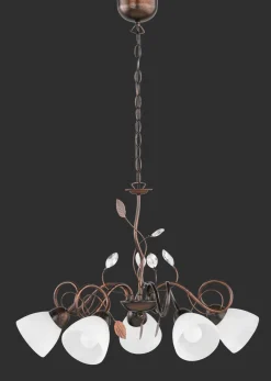 Trio Reality Florale Hängeleuchte Metall Glas 5-flammig Rost Antik< Hängelampen|Bürolampen