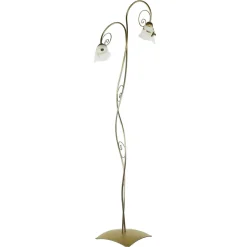 Glaslampen|Florale Lampen*Luminex Florale Stehlampe Wohnzimmer in Gold Alabaster Glas