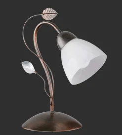 Wohnzimmerlampen|Metall Lampen*Trio Reality Florale Tischleuchte Metall Glas E14 32 cm Rost Antik