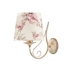 Jupiter Florale Wandlampe CRINE Shabby Gold Weiß Leuchte< Wohnzimmerlampen|Stofflampen