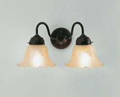 Wohnzimmerlampen|Metall Lampen*Berliner Messingleuchten Florale Wandlampe Glas Messing E27 Antik Champagner