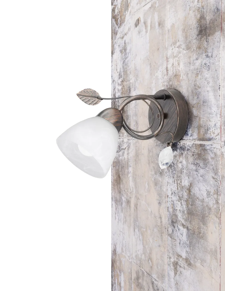 Trio Reality Florale Wandlampe Metall Glas E14 H:21,5 cm Rost Antik< Flurlampen|Wohnzimmerlampen