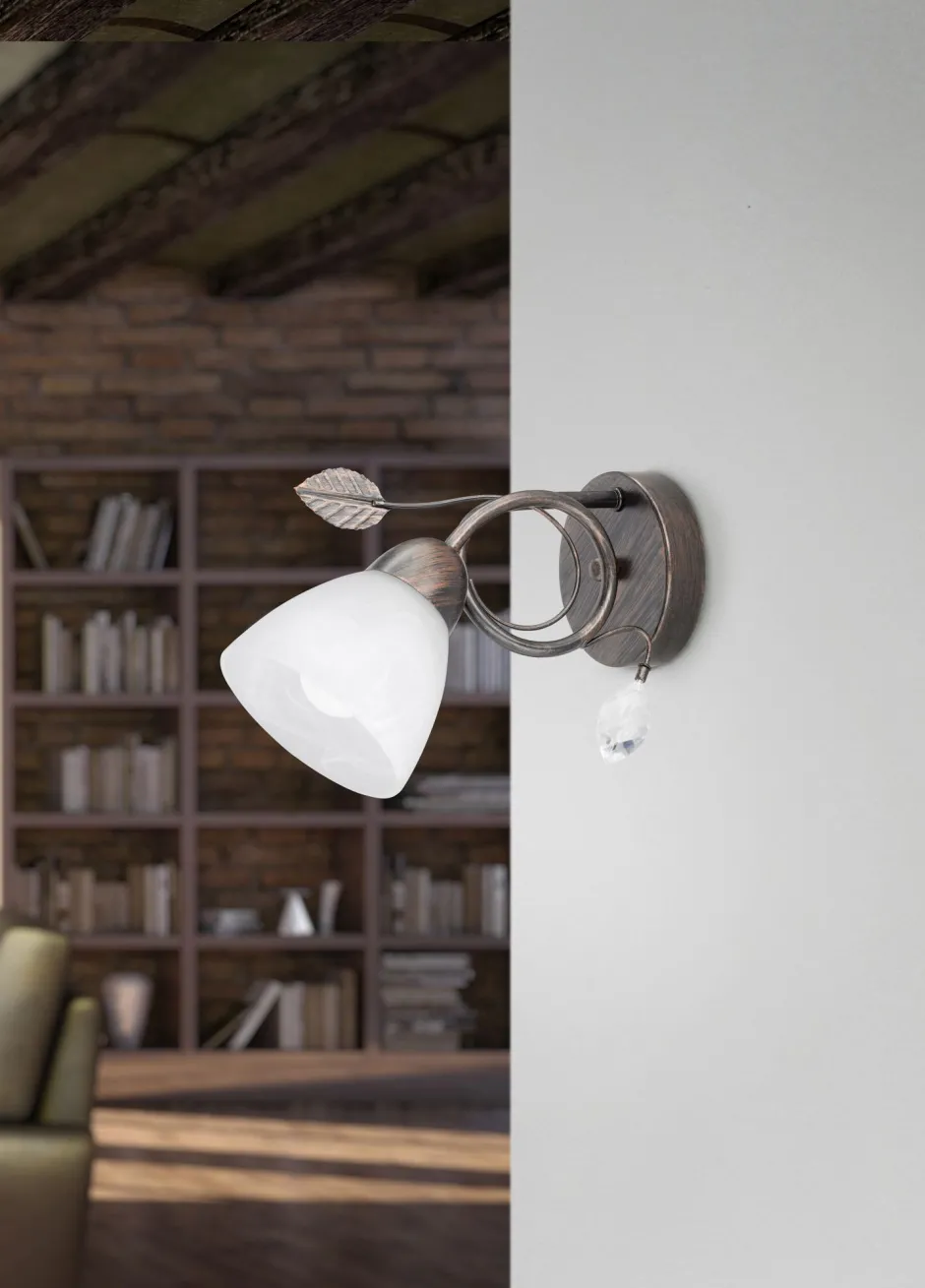 Trio Reality Florale Wandlampe Metall Glas E14 H:21,5 cm Rost Antik< Flurlampen|Wohnzimmerlampen