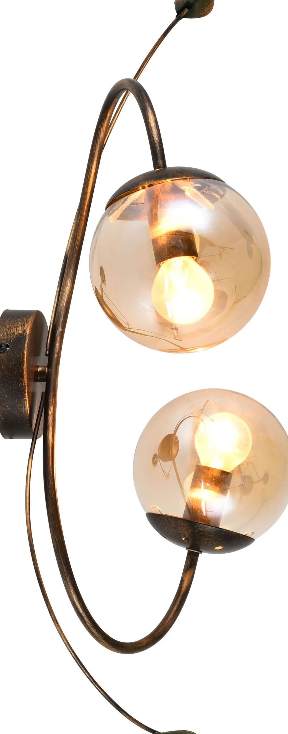 Novecento Florale Wandlampe Rauchglas Metall H: 65 cm Shabby 2x E14< Wandleuchten|Lampen Aus Aller Welt