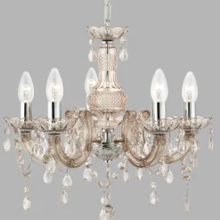 Hängelampen|Wohnzimmerlampen*Searchlight Funkelnder Kronleuchter Glas Kristall Ø 48 cm 5x E14