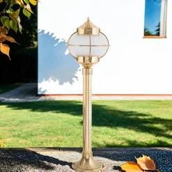 Rustikale Lampen|Metall Lampen*Lido Gartenlampe Messing H:65cm Maritim wetterfest
