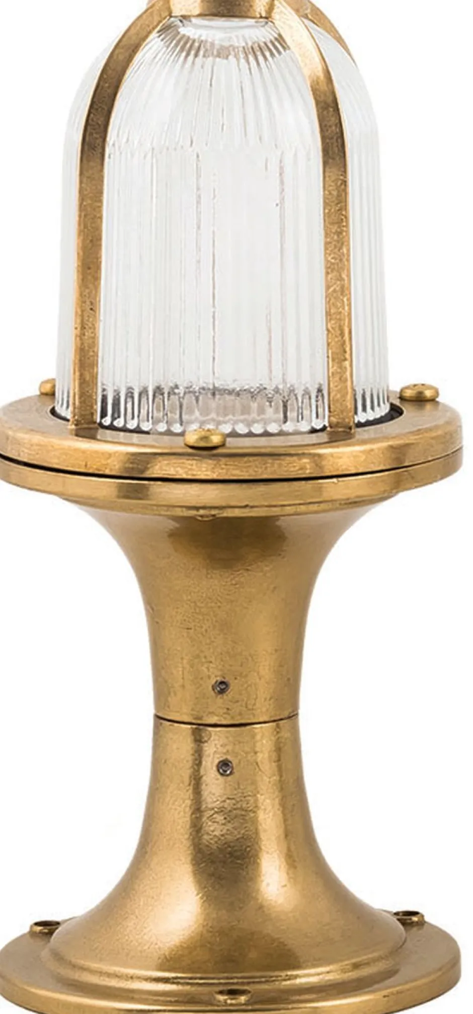 Lido Gartenleuchte Messing Riffelglas H:25cm Premium< Rustikale Lampen|Messinglampen