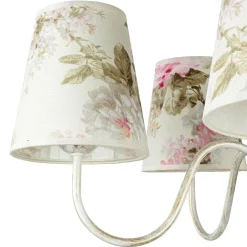 Hängelampen|Esszimmer Lampen*Lamkur Geblümter Kronleuchter LOREN Esstisch Stoff 5-flmg