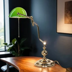 Giovanni Battista Gebogene Jugendstil Bankerlampe Vergoldet 24 Karat< Bürolampen|Lampen Aus Aller Welt