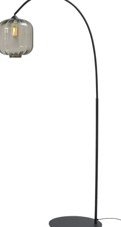 Glaslampen|Stehlampen*Masterlight Gebogene Stehlampe Schwarz Metall Glas 181 cm E27