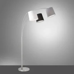 Wohnzimmerlampen|Stofflampen*Just Light Gemütliche Bogenleuchte Metall Stoff E27 190 cm 3-flmg