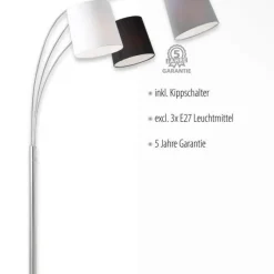 Wohnzimmerlampen|Stofflampen*Just Light Gemütliche Bogenleuchte Metall Stoff E27 190 cm 3-flmg