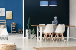 Wohnzimmerlampen|Stofflampen*Belis Gemütliche Deckenlampe Stoff Blau E27 L:70 cm blendarm