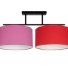 Belis Gemütliche Deckenlampe Stoff Rosa Rot E27 L:70 cm< Bürolampen|Wohnzimmerlampen