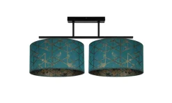 Wohnzimmerlampen|Esszimmer Lampen*Belis Gemütliche Deckenlampe Stoff Grün Muster E27 L:70 cm