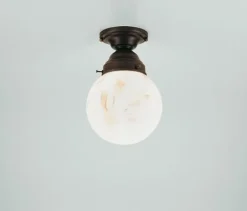 Berliner Messingleuchten Gemütliche Deckenleuchte Antik Messing Glas Marmor E27< Flurlampen|Bürolampen