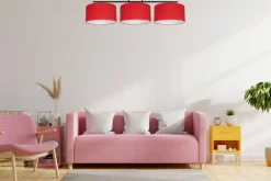 Bürolampen|Wohnzimmerlampen*Belis Gemütliche Deckenleuchte Stoff Schwarz Rot E27 100 cm