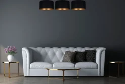 Bürolampen|Wohnzimmerlampen*Belis Gemütliche Deckenleuchte Stoff Schwarz Gold E27 100 cm