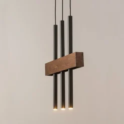 Sigma Gemütliche Hängelampe Metall Holz Balken 3-flammig< Hängelampen|Moderne Lampen