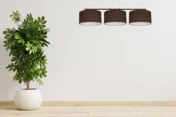 Wohnzimmerlampen|Stofflampen*Belis Gemütliche Hängelampe Stoff Schwarz Braun E27 L:100 cm