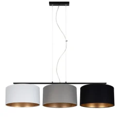 Belis Gemütliche Hängelampe Stoff Weiß Grau Schwarz 3-flammig< Bürolampen|Wohnzimmerlampen