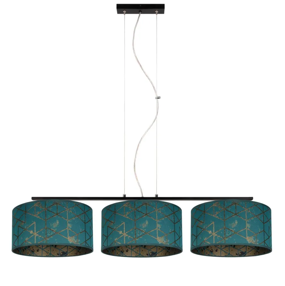 Bürolampen|Wohnzimmerlampen*Belis Gemütliche Hängelampe Stoff Grün Muster E27 100 cm lang