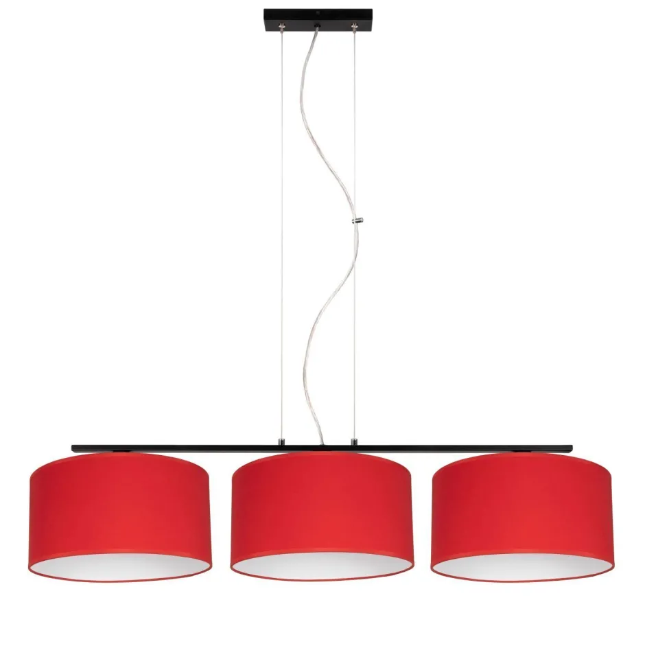 Bürolampen|Wohnzimmerlampen*Belis Gemütliche Hängelampe Stoff Schwarz Rot E27 L:100 cm