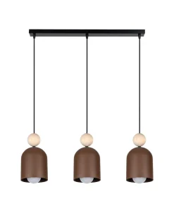 Belis Gemütliche Hängeleuchte Rostbraun Metall Holz E27 66 cm< Hängelampen|Bürolampen