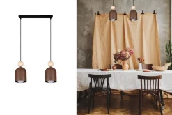 Hängelampen|Bürolampen*Belis Gemütliche Hängeleuchte Rostbraun Metall Holz E27 46 cm