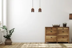 Hängelampen|Bürolampen*Belis Gemütliche Hängeleuchte Rostbraun Metall Holz E27 46 cm