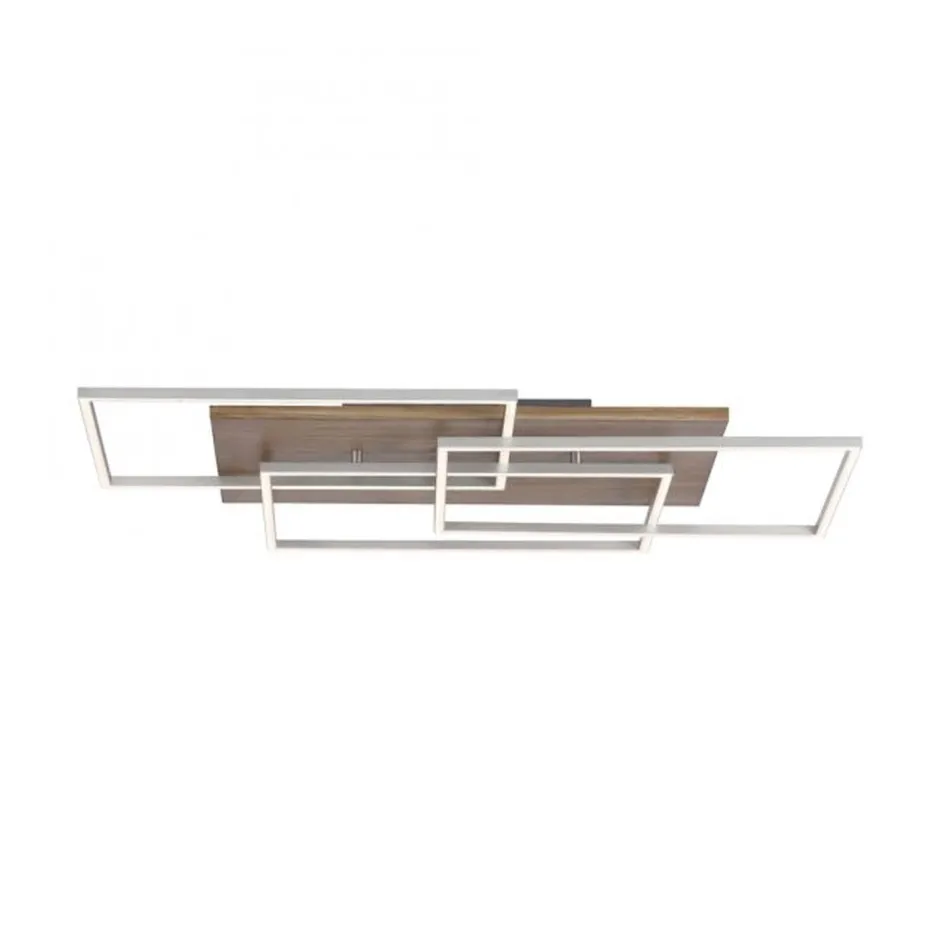 Paul Neuhaus Gemütliche LED Deckenlampe Holz L:82 cm 4320 lm dimmbar< Deckenleuchten|Flurlampen