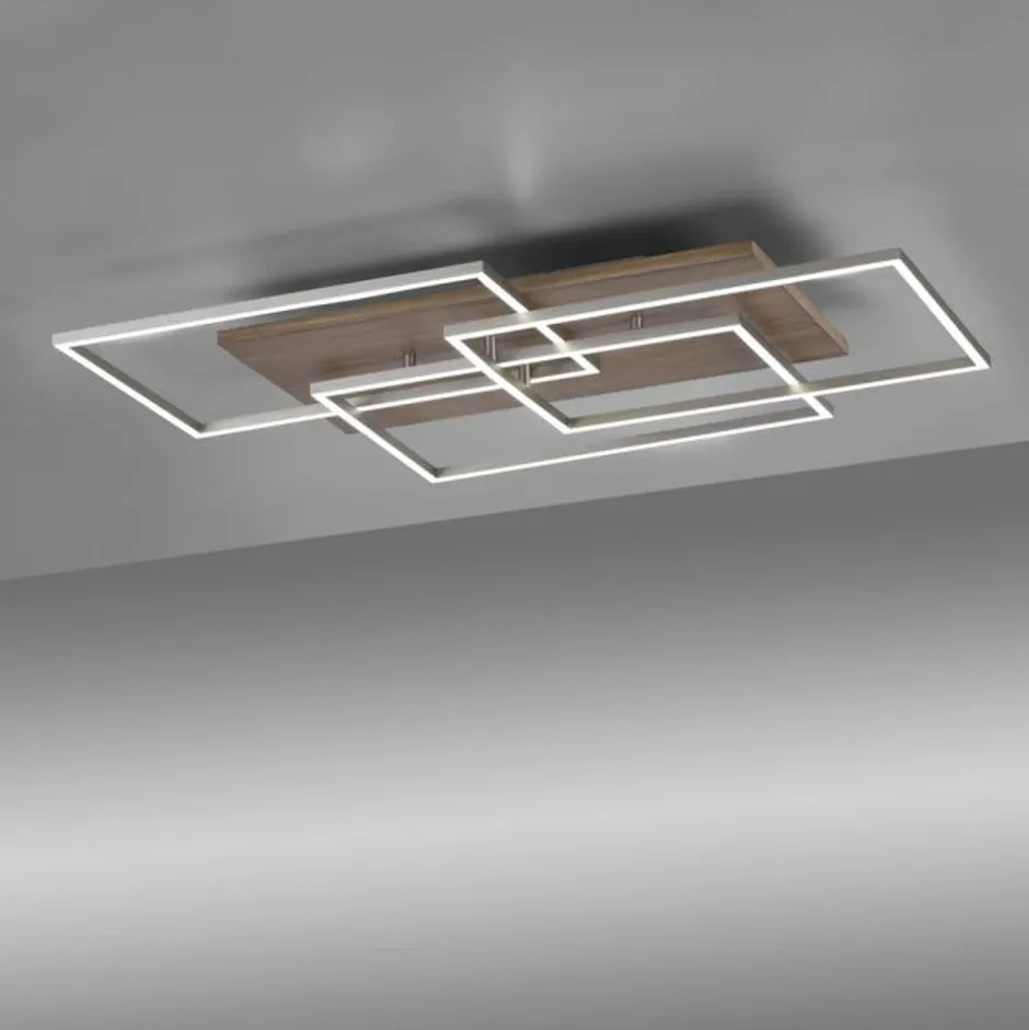 Paul Neuhaus Gemütliche LED Deckenlampe Holz L:82 cm 4320 lm dimmbar< Deckenleuchten|Flurlampen