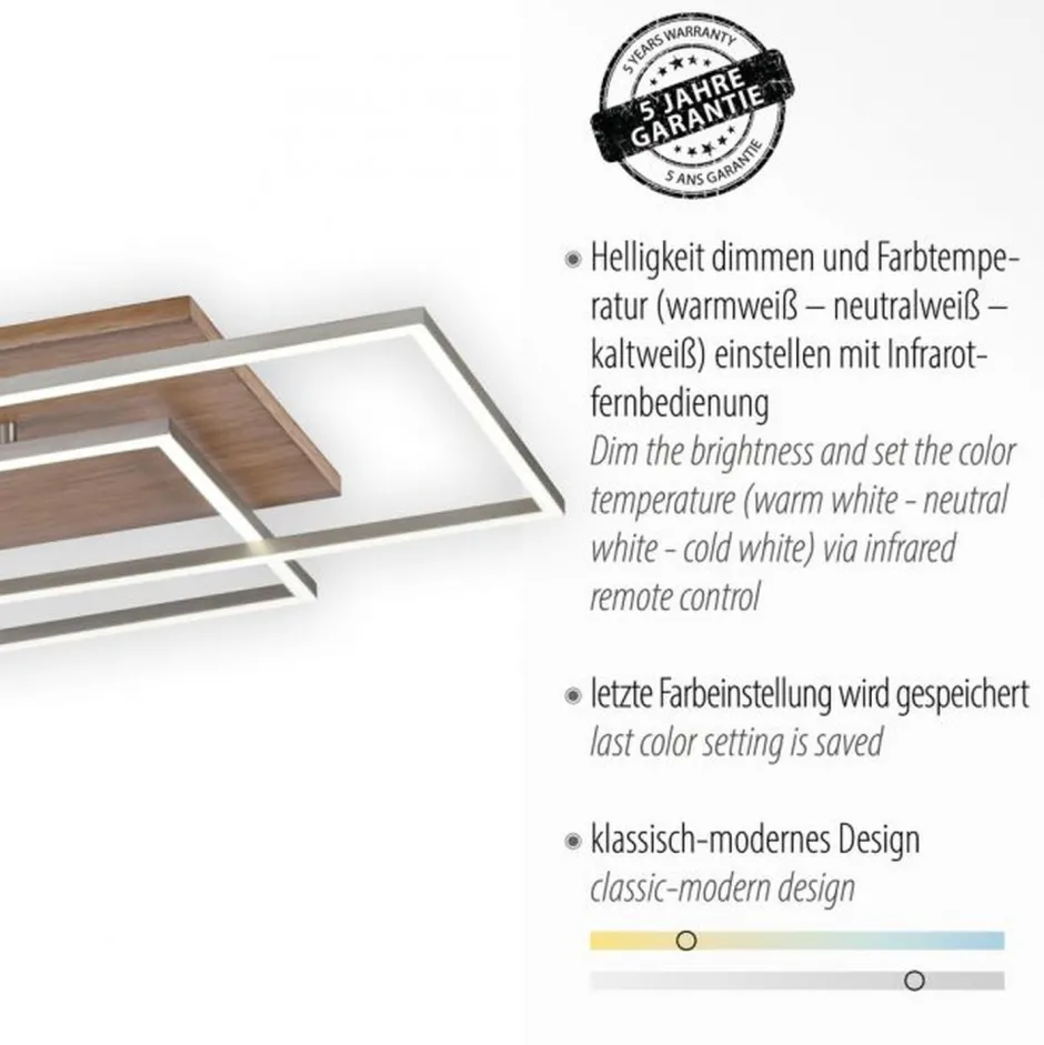 Paul Neuhaus Gemütliche LED Deckenlampe Holz L:82 cm 4320 lm dimmbar< Deckenleuchten|Flurlampen