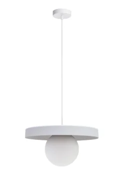 Belis Gemütliche Pendelleuchte Glas Metall Weiß E27 Ø30 cm< Hängelampen|Bürolampen