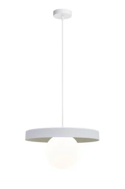 Belis Gemütliche Pendelleuchte Glas Metall Weiß E27 Ø30 cm< Hängelampen|Bürolampen