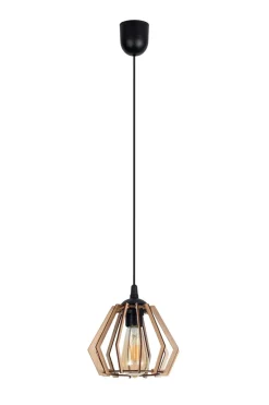 Belis Gemütliche Pendelleuchte Holz E27 20,5 cm Schwarz Natur< Hängelampen|Bürolampen