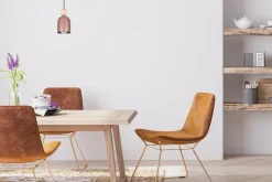 Belis Gemütliche Pendelleuchte Rosa Metall Holz E27 Ø11 cm< Wohnzimmerlampen|Metall Lampen