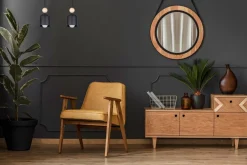 Hängelampen|Bürolampen*Belis Gemütliche Pendelleuchte Schwarz Metall Holz E27 46 cm