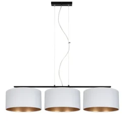 Bürolampen|Esszimmer Lampen*Belis Gemütliche Pendelleuchte Stoff Weiß Gold E27 3-flammig