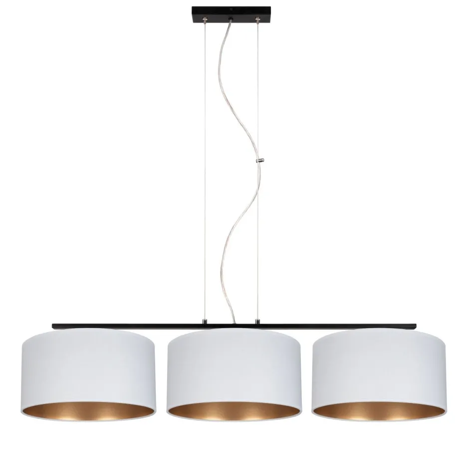 Bürolampen|Esszimmer Lampen*Belis Gemütliche Pendelleuchte Stoff Weiß Gold E27 3-flammig